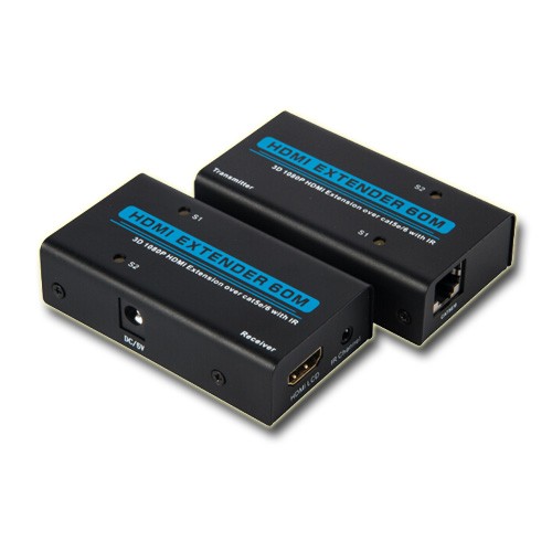 HDMI Extender 60M,3D Full HD 1080P,HDMI to RJ45 Extender Over CAT5E/6x1 With IR