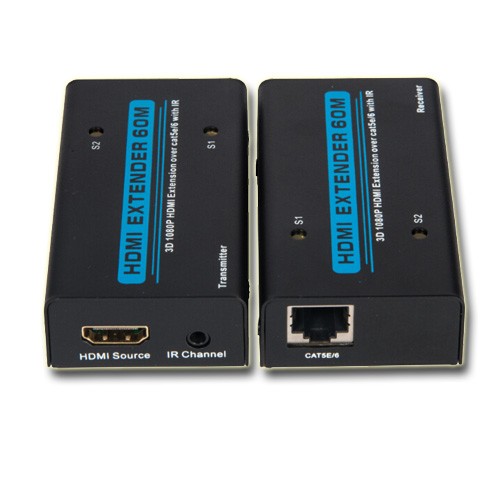 HDMI Extender 60M,3D Full HD 1080P,HDMI to RJ45 Extender Over CAT5E/6x1 With IR
